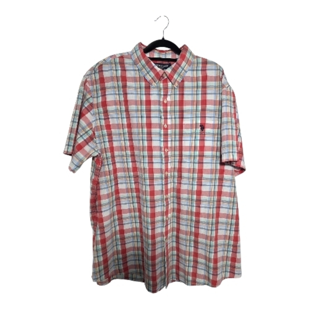 US Polo Association Button Down Short Sleeves Plaid Shirt 2XLT
